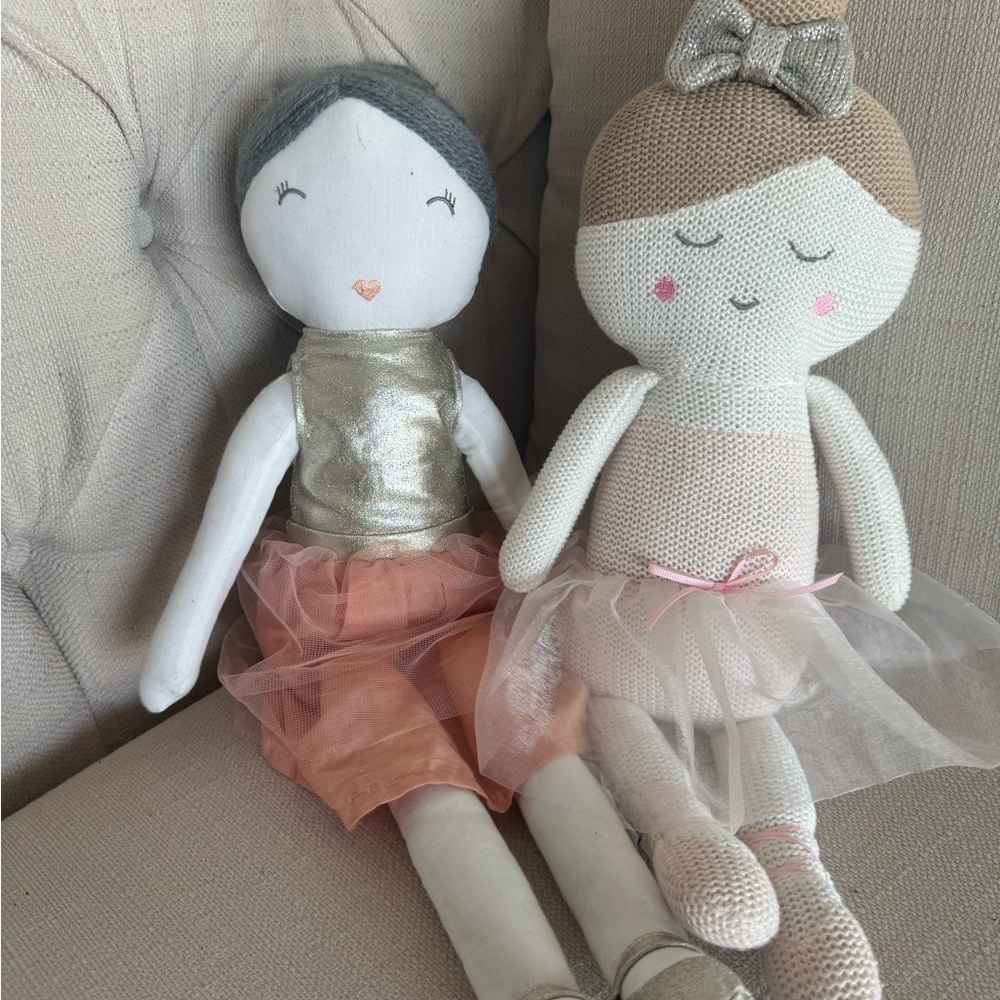 Set of Two Handmade Dolls with Tulle Skirts